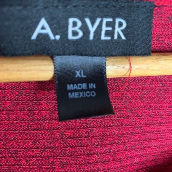 A. Byer Women’s XL Ribbed Knit Long Sleeve Red Stretch Pullover Casual Fall Top - Picture 6 of 10